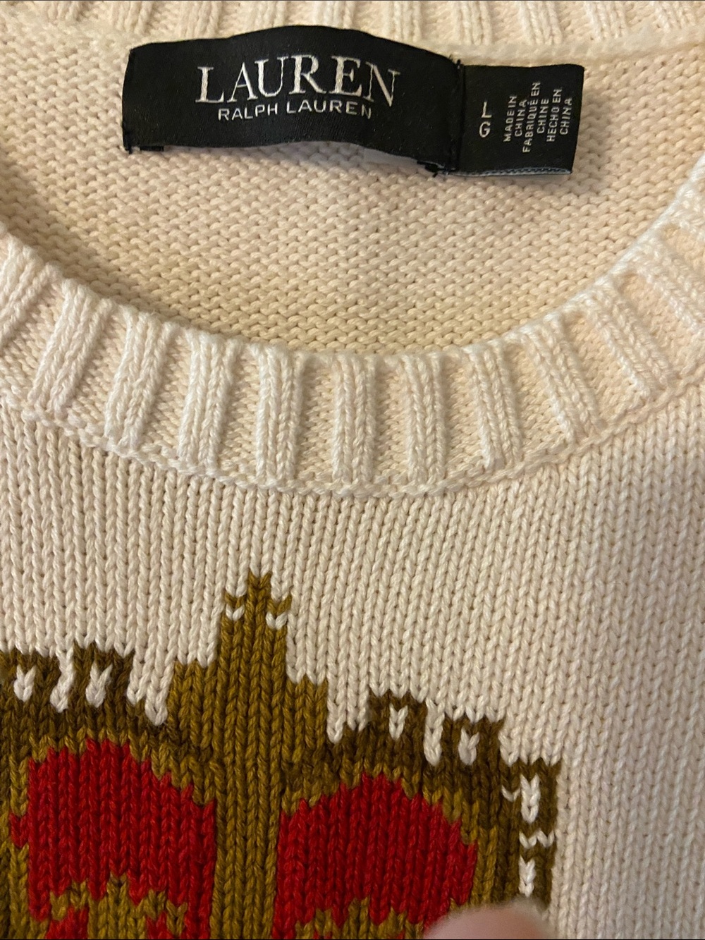 Ralph Lauren Cream Crewneck Sweater with Crest Motif - Picture 2 of 8